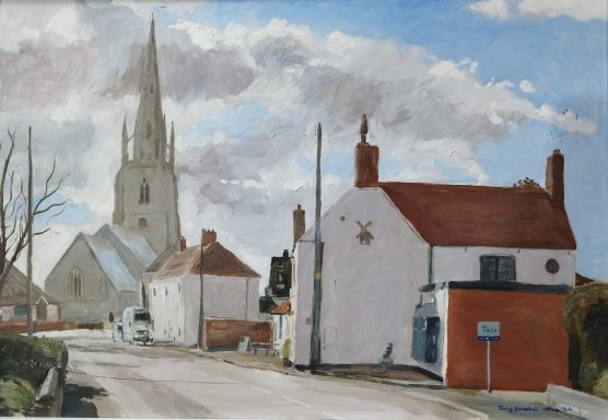 Helpringham Village showing the Brass Windmill and the Church - May 2024