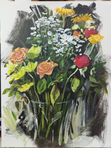 Vase of Flowers on Black Background - May 2025