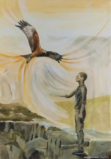 Artist Communing With Raptor 2019